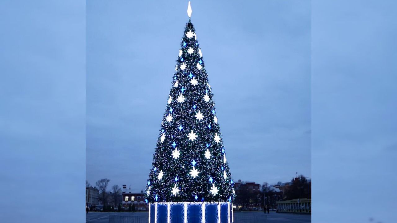 Главная ёлка Саратова засияла праздничными огнями на Театральной площади